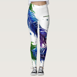 Aquarellfarbene Federn Leggings