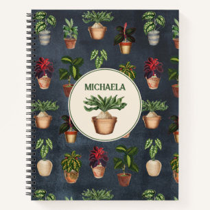 Aquarellfarbene gepunktete Pflanze Rustikales Must Notizbuch