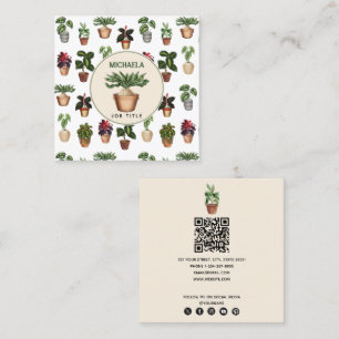 Aquarellfarbene gepunktete Pflanze Zuhause Staging Quadratische Visitenkarte