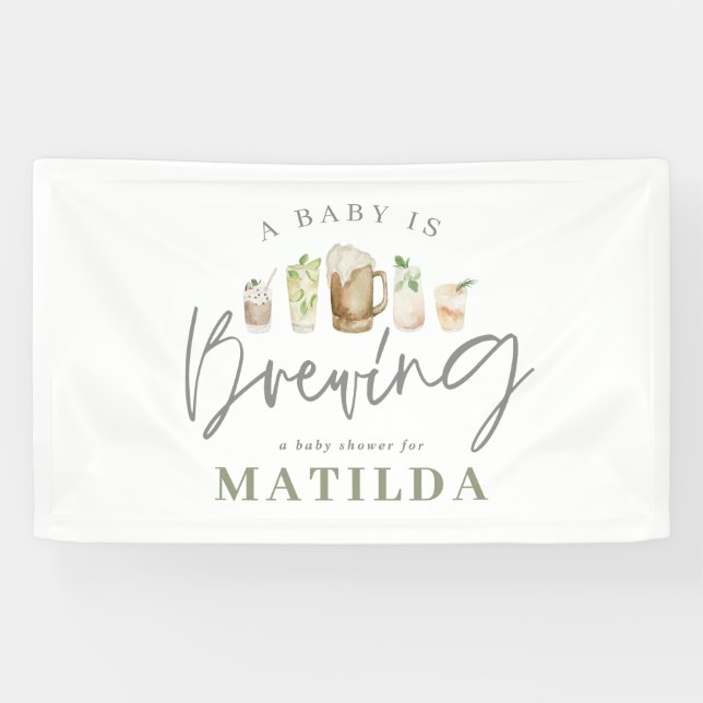 Aquarellfarbene Getränke Babydusche Party Banner (Horizontal)