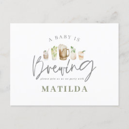Aquarellfarbene Getränke Babydusche Party Einladungspostkarte