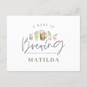 Aquarellfarbene Getränke Babydusche Party Einladungspostkarte