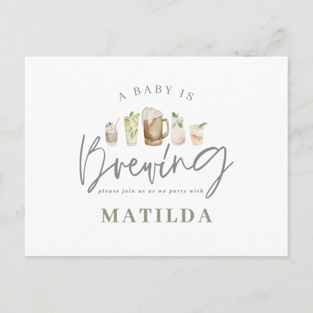 Aquarellfarbene Getränke Babydusche Party Einladungspostkarte (Vorderseite)