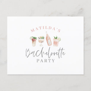 Aquarellfarbene Getränke Junggeselinnen-Abschied e Einladungspostkarte