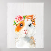 Aquarellfarbene Guinea Pig Baby Animes Kinderzimme