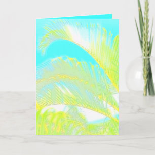 Aquarellfarbene hawaiianische Palmen Blätter Grußk Karte