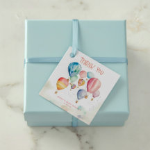 Aquarellfarbene Heißluftballons danke