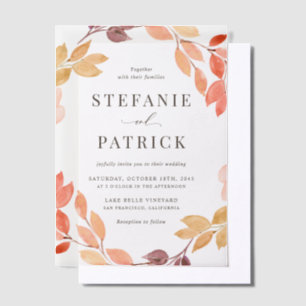 Aquarellfarbene Herbstblattdarbietung Hochzeit im 