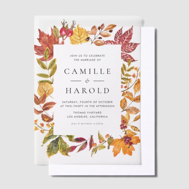 Aquarellfarbene Herbstübergänge lassen Rahmen-Hoch (Versetzt)