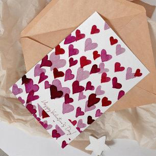 Aquarellfarbene Herzen Valentinstag-Karte Feiertagskarte