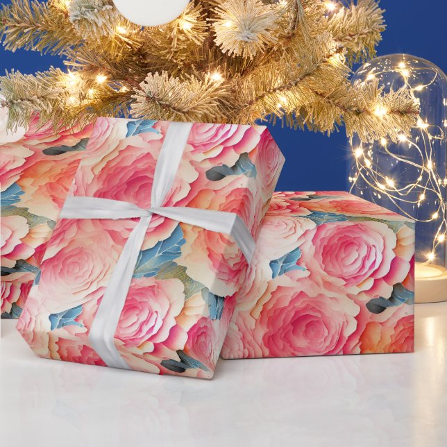 Aquarellfarbene, lebhafte, lackierte Frühlingsblum Geschenkpapier (Feiertage)