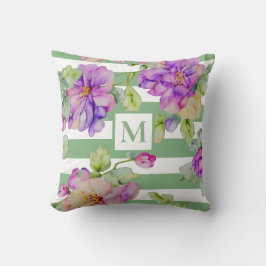 Aquarellfarbene lila bläserne Weiße Streifen Kissen