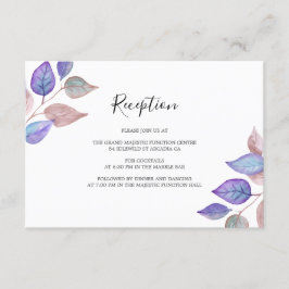 Aquarellfarbene Lila Blätter Hochzeitsempfang Begleitkarte