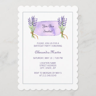 Aquarellfarbene Lila französische Lavendel-Blume G Einladung