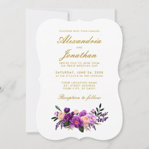 Aquarellfarbene Lila Ultra-Violet-Hochzeit BR Einladung