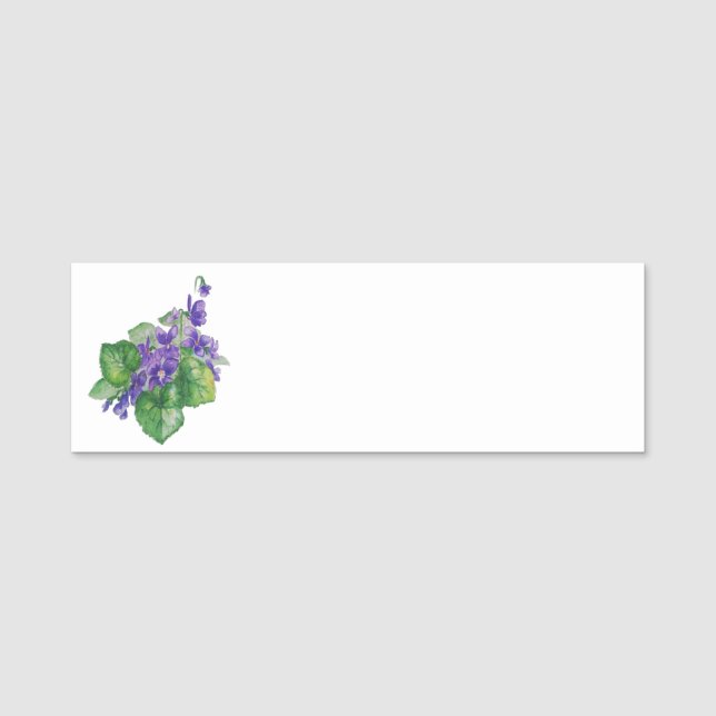 Aquarellfarbene Lila Violett-Blume Malerei. Floral Namensschild (Vorderseite)