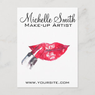 Aquarellfarbene Lippen und Lippenstift-Make-up Postkarte