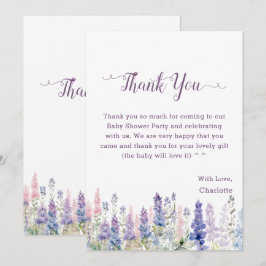 Aquarellfarbene Lupine Blume Kinderdusche Dankeskarte