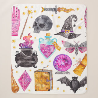 Aquarellfarbene magische Symbole. Handgezeichnet,  Sherpadecke