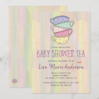 Aquarellfarbene Multicolorbecher Babydusche Tee