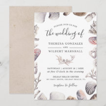Aquarellfarbene Muschel Beach Sand Hochzeit