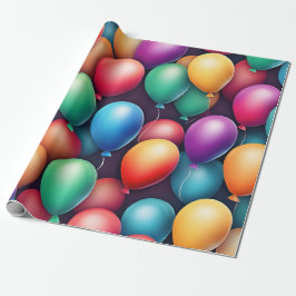 Aquarellfarbene, nahtlose Balloons zum Geburtstag Geschenkpapier