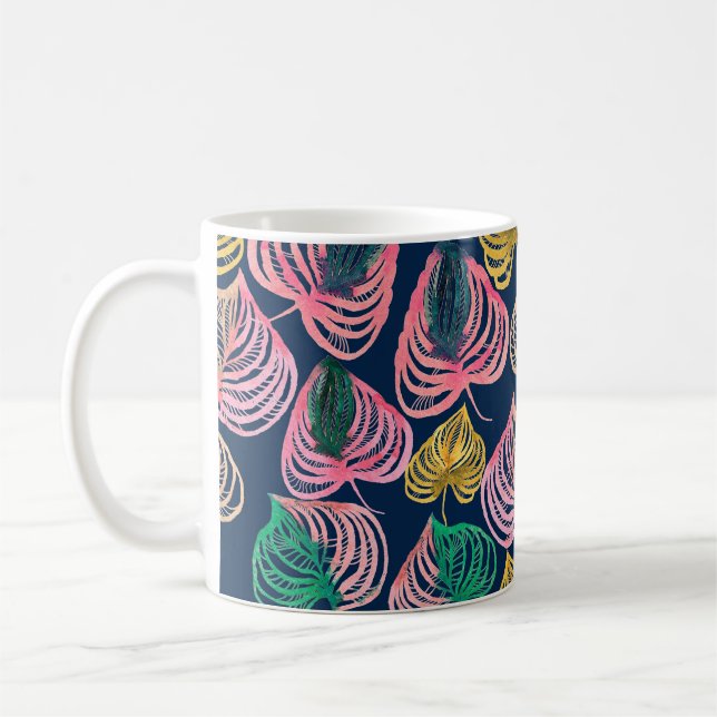 Aquarellfarbene nahtlose Blumenmuster-Äste Kaffeetasse (Links)