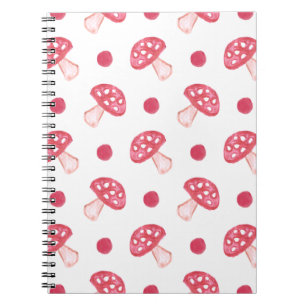 Aquarellfarbene niedliche Pilze und Polka-Punkte Notizblock