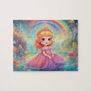 Aquarellfarbene Niedliche Prinzessin Puzzle