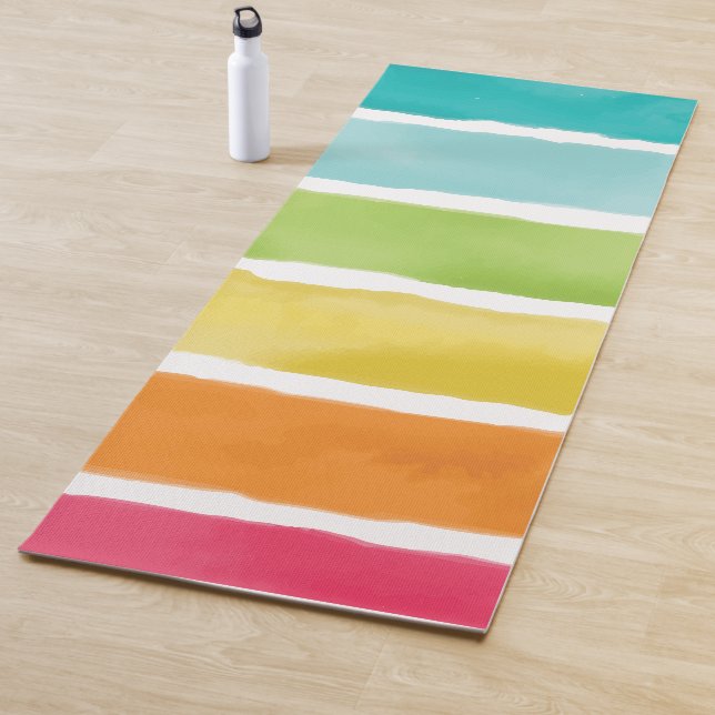 Aquarellfarbene Niedliche Regenbogenfarben. Yogamatte (Beispiel)