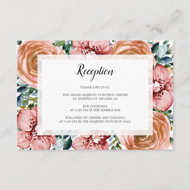 Aquarellfarbene Orangefarbene Rose Orchideen Begleitkarte (Vorderseite)