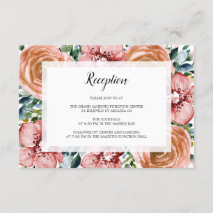 Aquarellfarbene Orangefarbene Rose Orchideen Begleitkarte