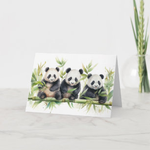 Aquarellfarbene Panda Bears denken Sie an Sie Karte