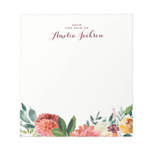 Aquarellfarbene Personalisierte Notepad-Stationier Notizblock