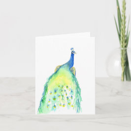 Aquarellfarbene Pfauenkarte