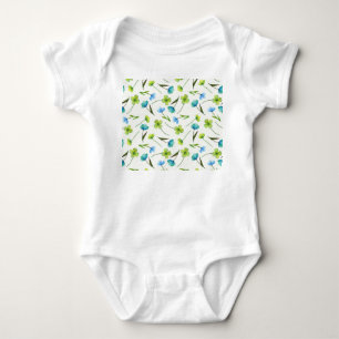 Aquarellfarbene Pflanze: Blumenmuster ohne Naht. Baby Strampler