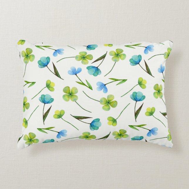 Aquarellfarbene Pflanze: Blumenmuster ohne Naht. Dekokissen (Vorderseite)