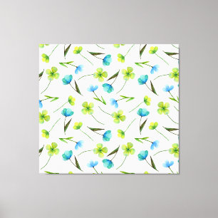 Aquarellfarbene Pflanze: Blumenmuster ohne Naht. Leinwanddruck