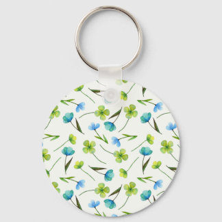 Aquarellfarbene Pflanze: Blumenmuster ohne Naht. Schlüsselanhänger