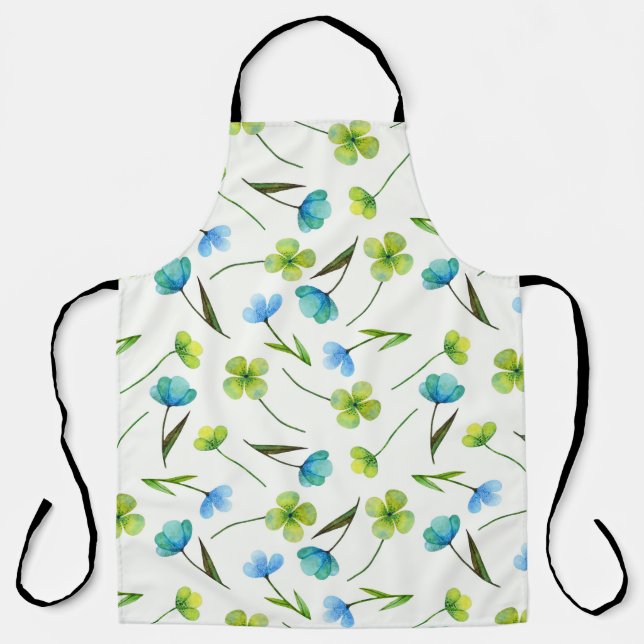 Aquarellfarbene Pflanze: Blumenmuster ohne Naht. Schürze (Vorderseite)
