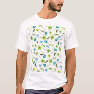 Aquarellfarbene Pflanze: Blumenmuster ohne Naht. T-Shirt