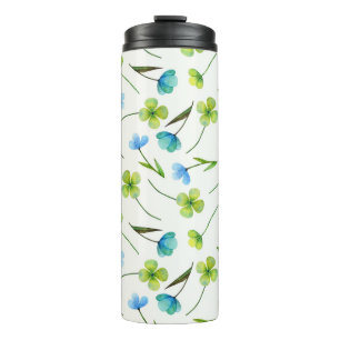 Aquarellfarbene Pflanze: Blumenmuster ohne Naht. Thermosbecher