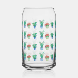 Aquarellfarbene Pflanze und Sukkulturen Dosenglas