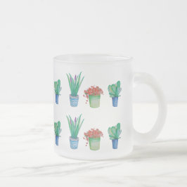 Aquarellfarbene Pflanze und Sukkulturen Mattglastasse