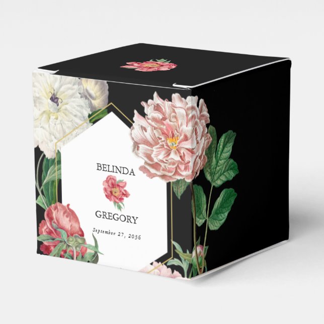 Aquarellfarbene Pink-Peonies-Blume Hochzeiten Weiß Geschenkschachtel (Vorderseite)