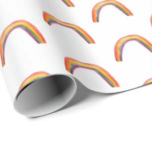 Aquarellfarbene Regenbogen, weißes Packpapier