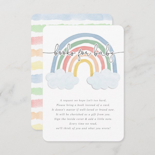 Aquarellfarbene Regenbogenpastellbücher für Babyge Begleitkarte (Vorne/Hinten)