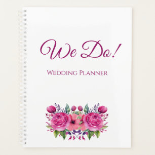 Aquarellfarbene Rosa Blume Bouquet- Hochzeitsplane Planer
