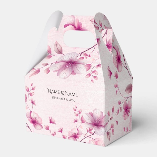 Aquarellfarbene Rosa Blume Gefälligkeitsbox Geschenkschachtel (Vorderseite)