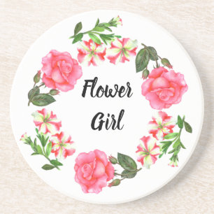 Aquarellfarbene rosa Blume Kreissaal-Design Sandstein Untersetzer